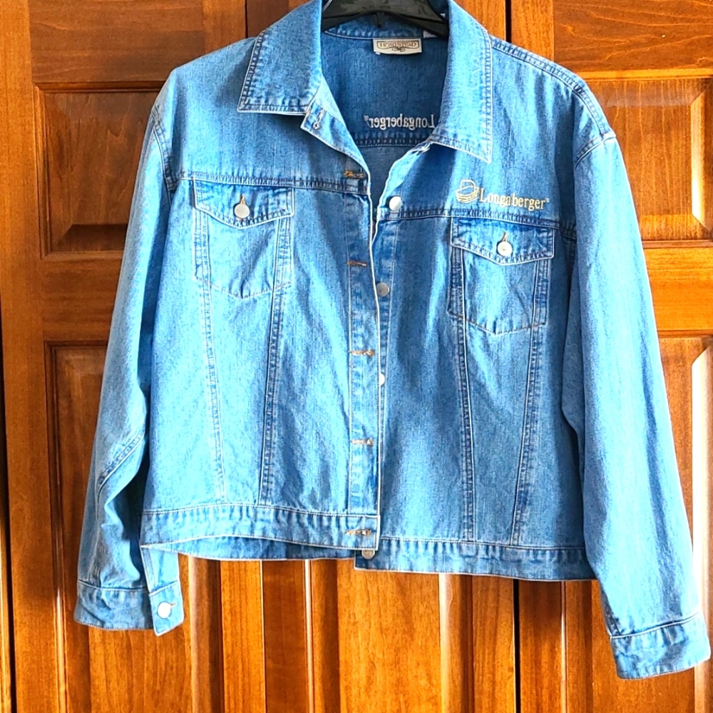 Longaberger "Rare" Denim Jacket with Basket on Back